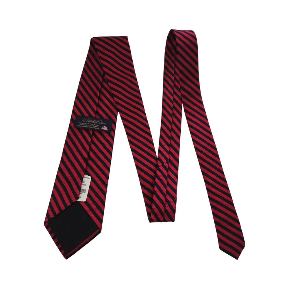 NWT Brooks Brothers Navy and Red Striped Tie Made in USA